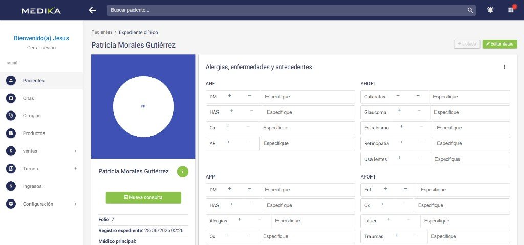 Expediente clínico — vista previa Simplimed